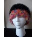 Hand knitted fuzzy and soft beanie/hat  sparkly black with bright colors  eb-83279246